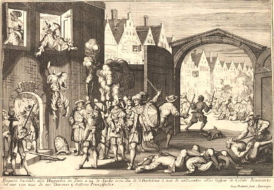 Bartholomäusnacht<br />Kupferstich 1686<br>von Gaspard Bouttats