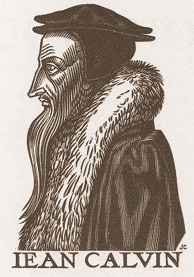 Jean Calvin<br />Holzschnitt von Jean Chièze, um 1950