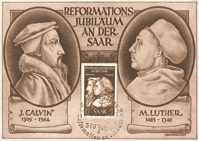 Johannes Calvin und Martin Luther<br />ETB Deutsche Post 1951