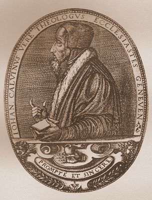 Johan Calvinus<br />Kupferstich von Pierre Woeiriot (1532-1599) 1566