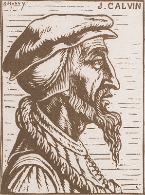 J. Calvin<br />Holzschnitt von Karl Hänny (geb. 1879)