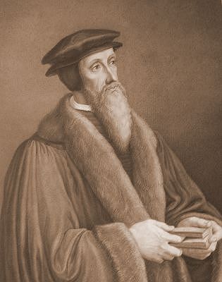 Calvin<br>Kupferstich angeblich nach Holbein von Fr. Müller 19. Jh.