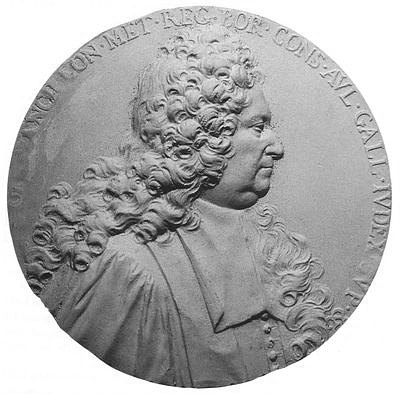 Ancillon, Charles<br>1659-1715<br>Berliner Diplomat, Gipsmedaillon v. Charles Claude Dubut, Berlin