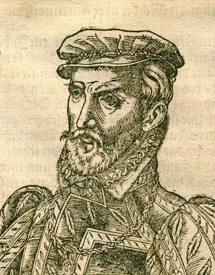 Coligny, Gaspard de<br>1519-1572<br>älteste Abbildung aus Cosmographia von Sebastian Münster