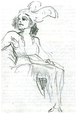Durieux, Tilla<br>1880-1971<br>Schauspielerin, Bleistiftzeichnung von Max Slevogt
