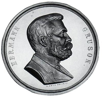 Gruson, Hermann<br>1821-1895<br>Fabrikant in Magdeburg, Medaille von Hermann Held