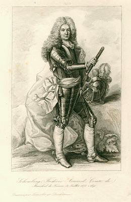 Schomberg, Friedrich Armand von<br>1615-1690<br>Heerführer, Stahlstich