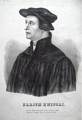 Zwingli, Huldreich<br>1484-1531<br>Schweizer Reformator, Lithographie