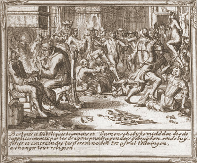Verfolgung der Hugenotten nach Romeyn de Hooghe<br>Tafel 2 - Ausschnitt F